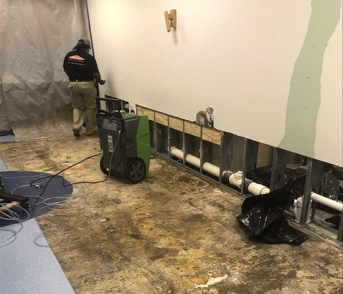 Water damage to office floor