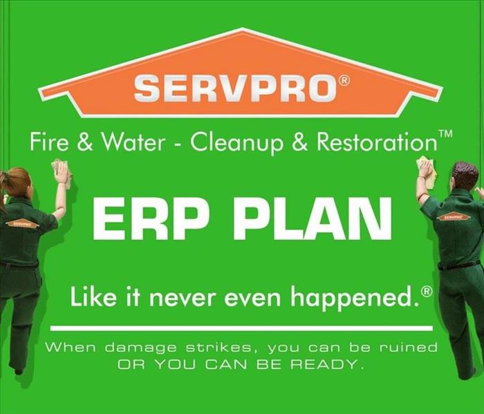 Clip Art in Orange and Green describes the SERVPRO ERP program.